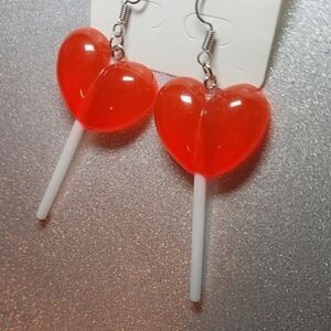 Y2k Earrings Jewelry Handmade Heart Sucker Earrings Cute